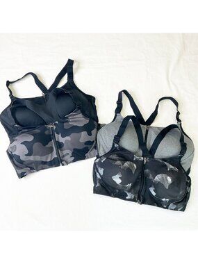 All In Motion Womens Sports Bra Size 38B Front Zip Racerback Black Gray Set Of 4